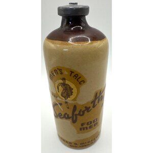 Vintage 1940s Seaforth Mens Talc Alfred D. McKelvy Co Stoneware Bottle w/talc